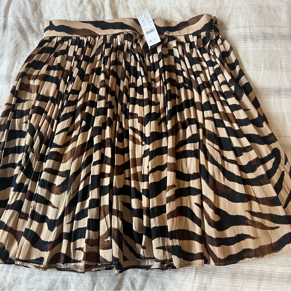 NWT J.Crew Animal Pattern Plaetted Skirt size 0